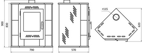 Печь-камин Бранденбург угловой